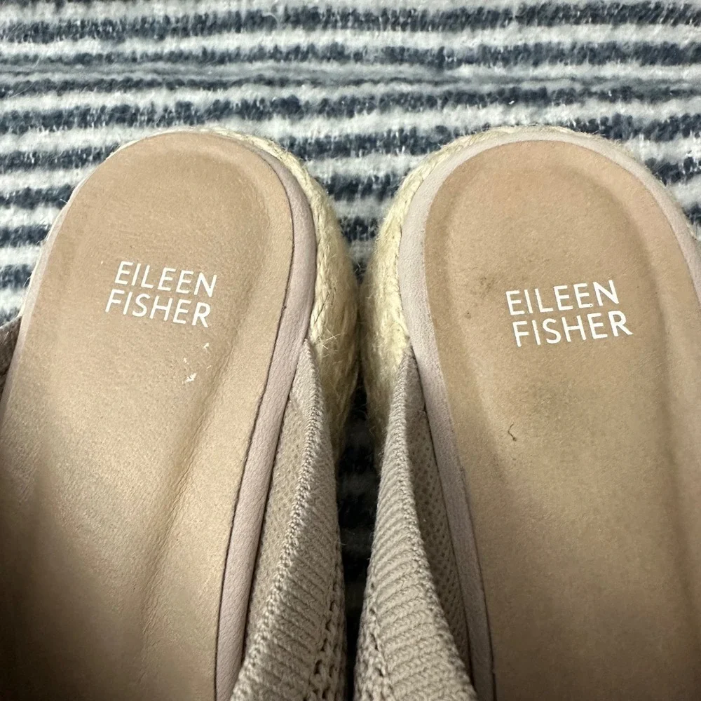 Eileen Fisher Tali Recycled Stretchy Knit Espadrille Slide Platform Sandals sz10